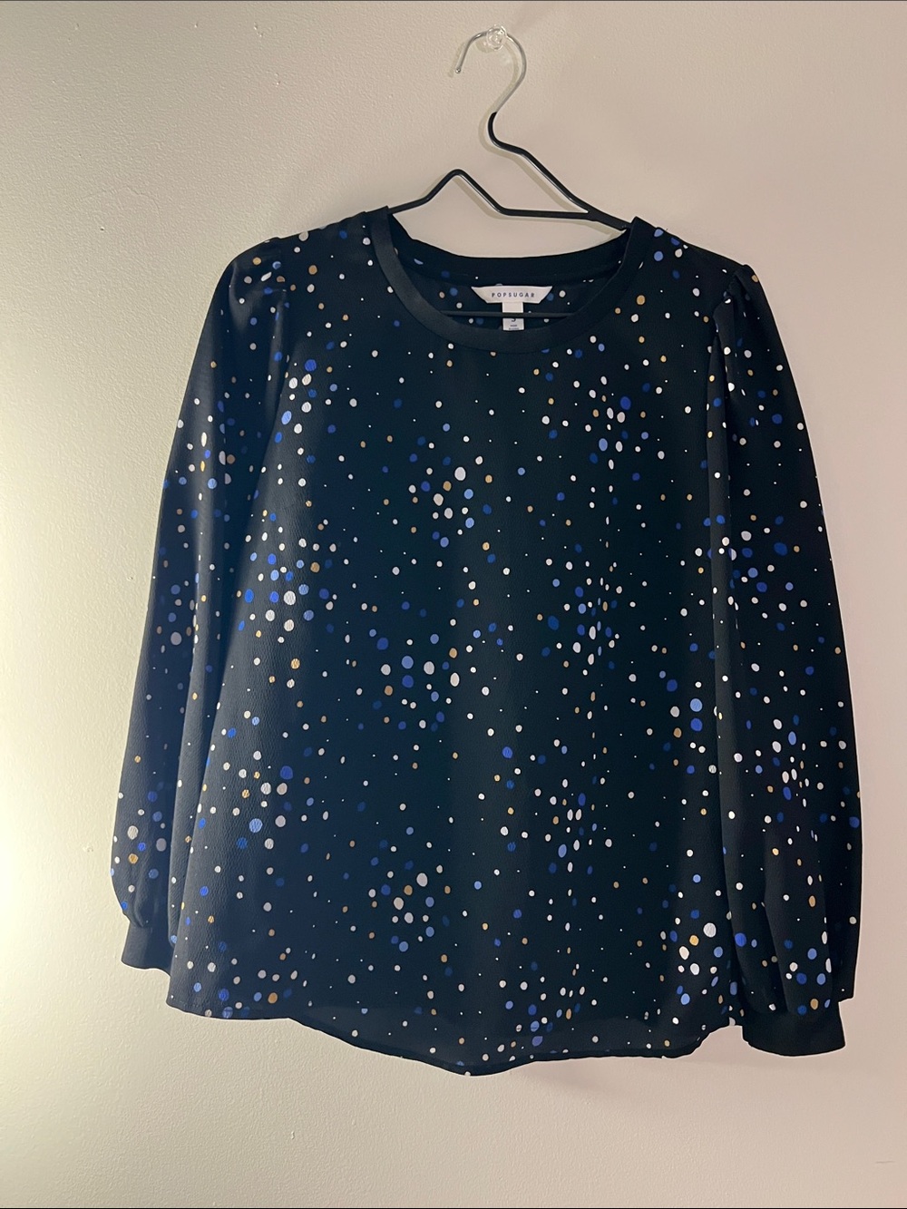 Vasilye Polka Dot Long-Sleeve Blouse - Navy/Blue